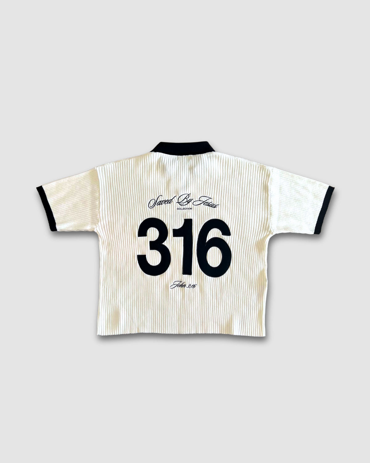 "SAVED BY JESUS" - IVORY KNIT POLO
